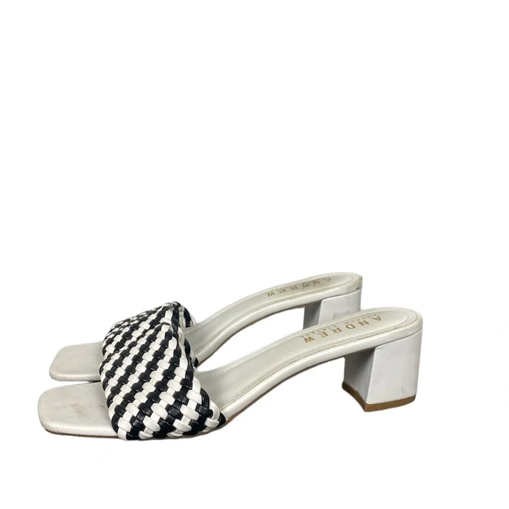 Andrew Stevens black and white heeled sandals - Picture 1 of 7
